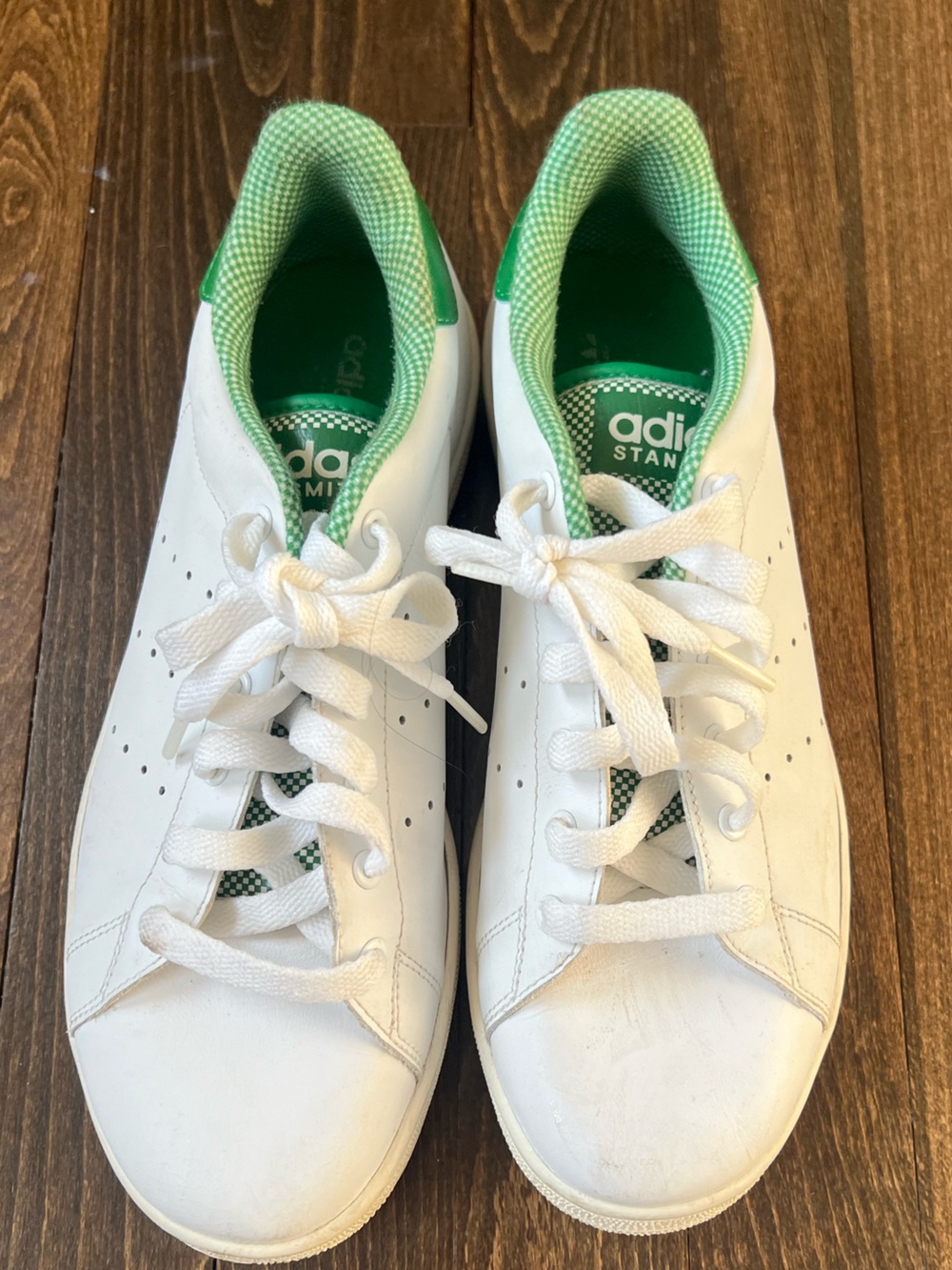 adidas White Kids Sneakers with Green Interior